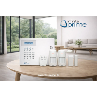 Kit Centrale Infinite Prime avec 2 détecteurs IRP, un contact magnétique et une télécommande