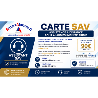 Carte SAV – Assistance à distance pour alarmes Infinite Prime