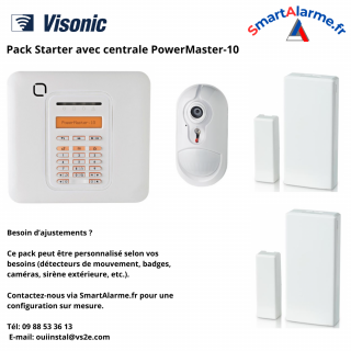 Pack Starter – Alarme Visonic PowerMaster-10 sans fil avec détecteurs