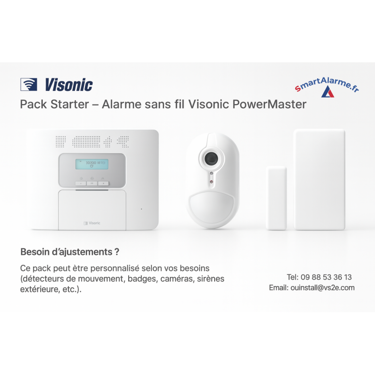 Pack Starter – Alarme sans fil Visonic PowerMaster 30 avec caméra