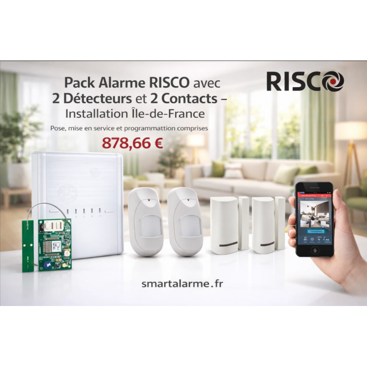 Pack Alarme RISCO avec 2 Détecteurs et 2 Contacts – Installation Île-de-France