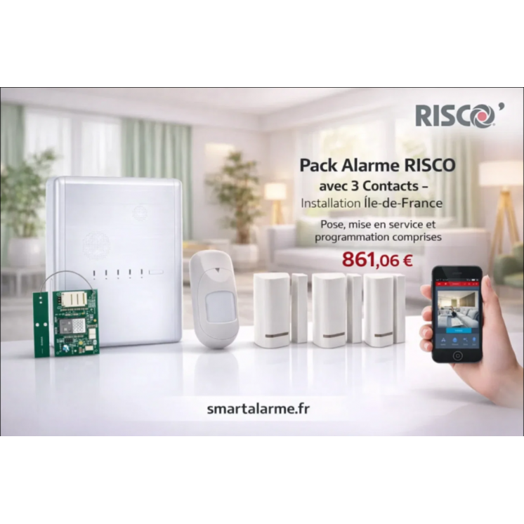 Pack Alarme RISCO avec 3 Contacts – Installation Île-de-France