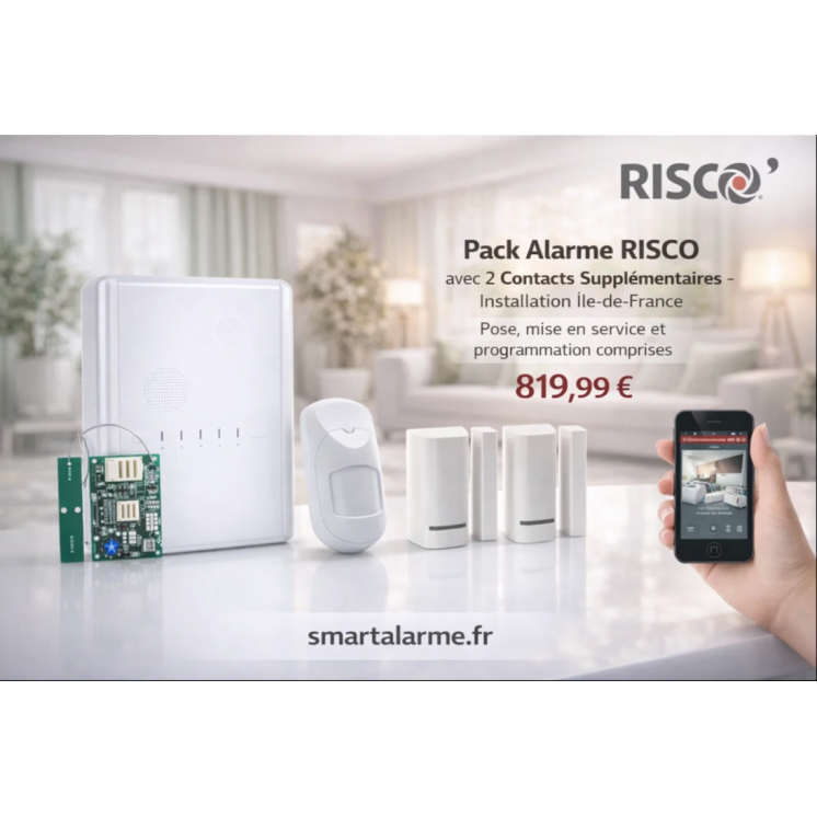 Pack Alarme RISCO avec 2 Contacts Supplémentaires – Installation Île-de-France