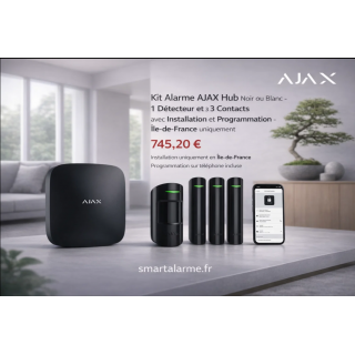Kit Alarme AJAX Hub – 1 détecteur et 3 contacts avec installation en Î