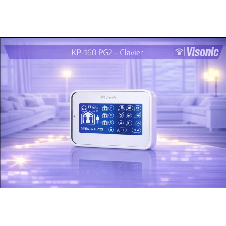 Visonic MKP-160 PG2 BNF - Clavier de Sécurité Sans Fil avec Écran Tact