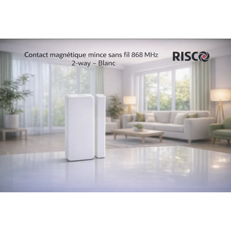 Contact magnétique mince sans fil 868 MHz 2-way. Couleur blanc