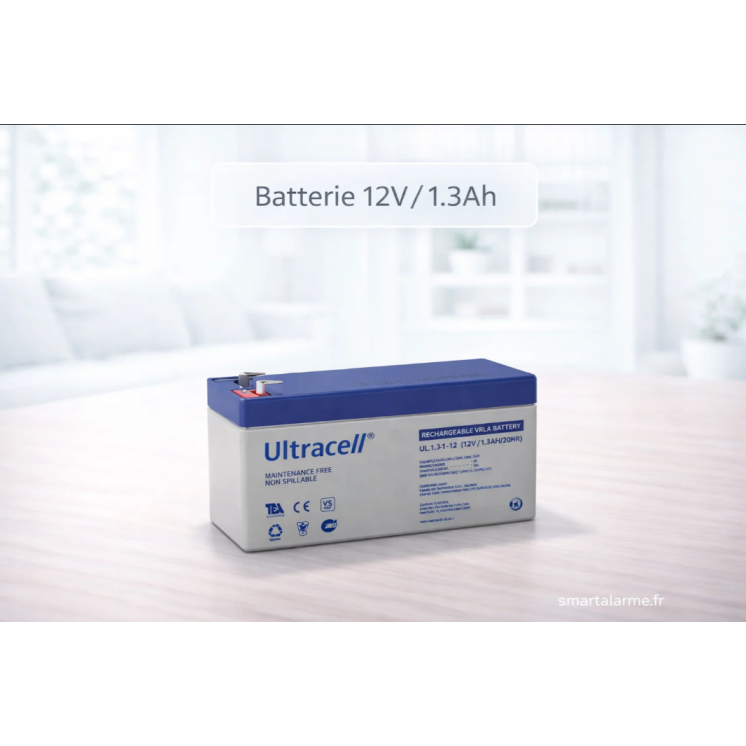 Batterie 12V 1.3Ah plomb étanche – alarme et interphone – Smartalarme.