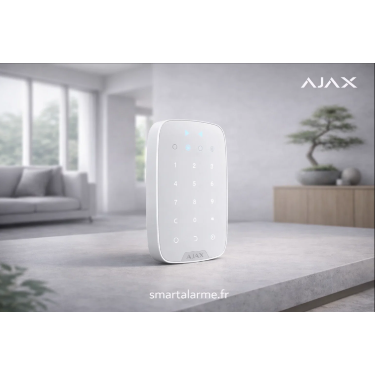 Ajax KeyPad Plus-W – Clavier sans fil blanc avec badge RFID | Ajax Sys